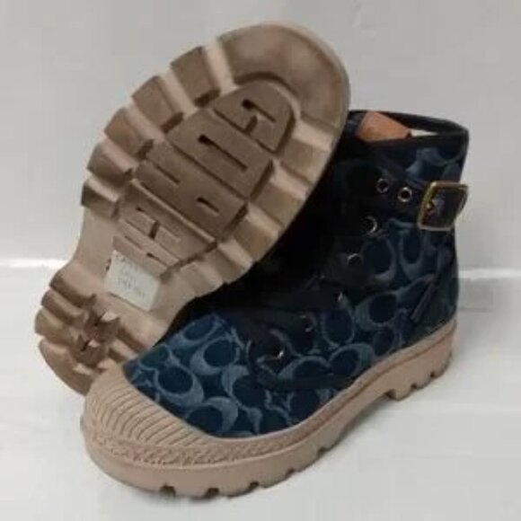 Coach Trooper Mid Top Boots in Signature Denim - Picture 1 of 11